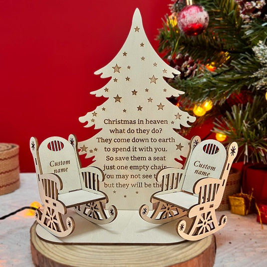 Christmas In Heaven With Chair - Personalized Custom Candle Holder