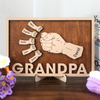 Daddy Grandpa With Kids Fist Bump - Personalized Wood Sign