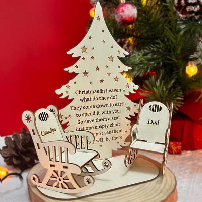 Christmas In Heaven With Chair - Personalized Custom Candle Holder
