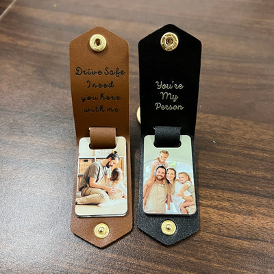 Personalized Photo Keyring in Leather Case