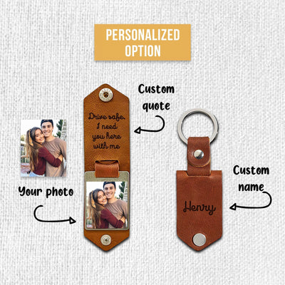 Personalized Photo Keyring in Leather Case - Best Gift For Your Loved One!